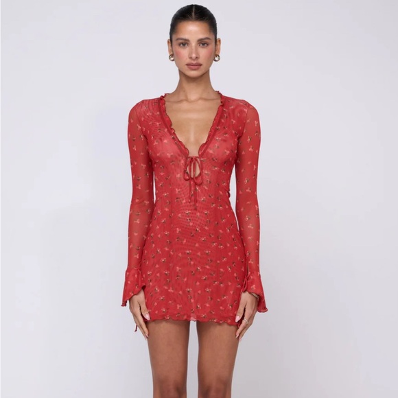 RESA Black Dress with Red Floral Design - Picture 9 of 13